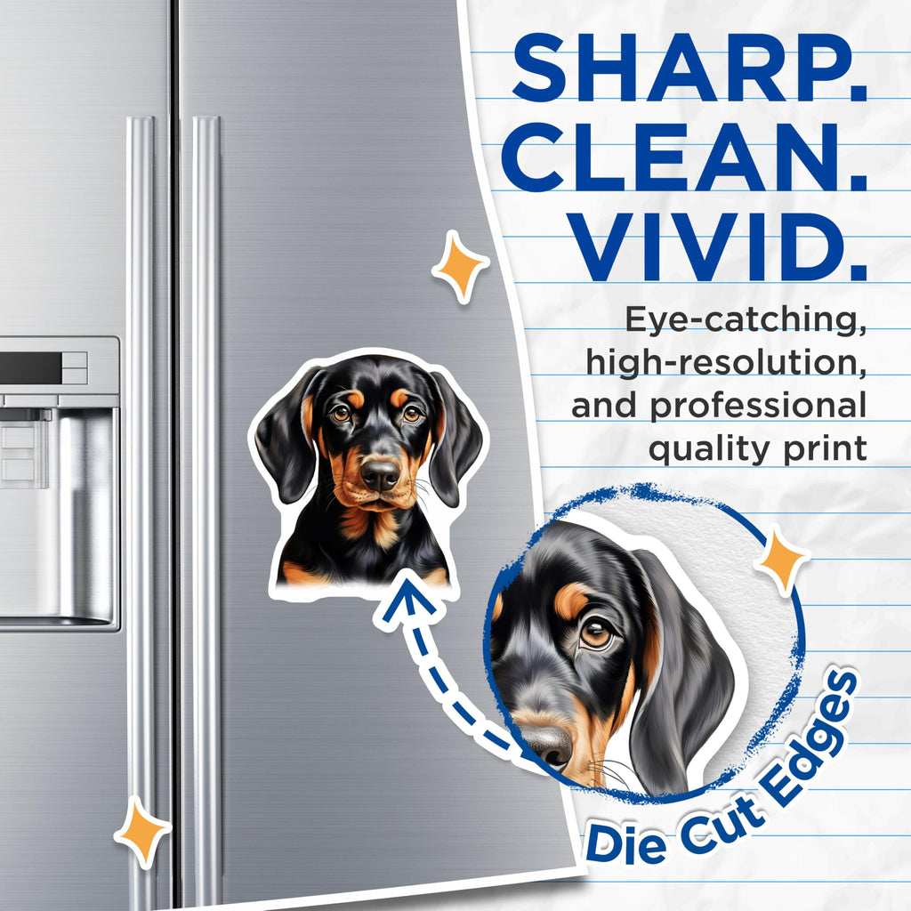 (2 Pack) Dachshund Puppy Magnets - Wiener Dog Refrigerator Decor - Black Tan Doxie Lover - 5 Inches On Longest Side - Thick Durable Magnet - Made in USA - MAG27230