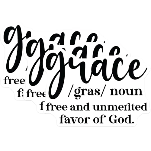 (3 Pack) Grace Definition Decals - Christian Laptop Decal - Religious Art Decal - 3 Inches On Longest Side - Easy Peel & Apply - Made in USA - 3MCS1849