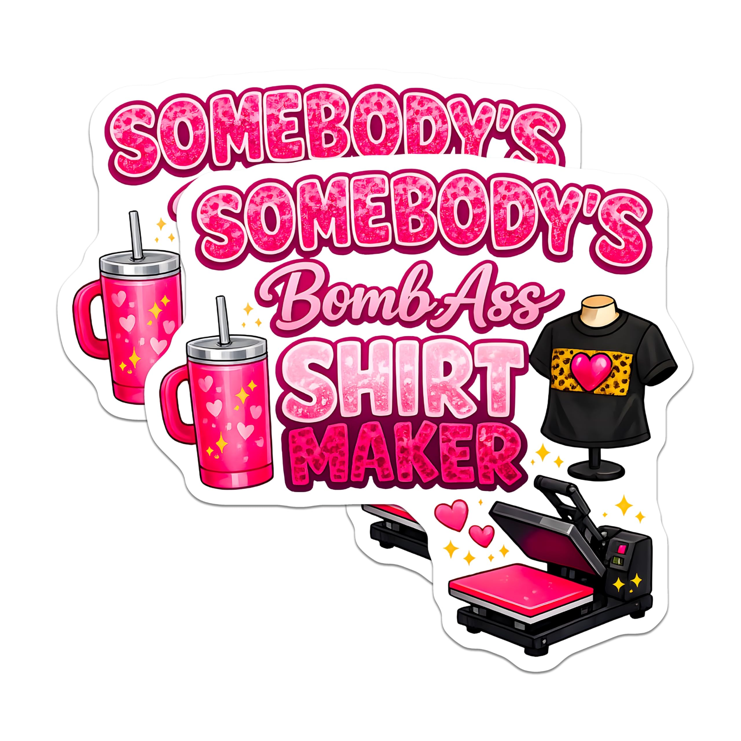 (2 Pack) Bomb Ass Shirt Maker Magnets - Sassy Crafter Magnets - Apparel Business Decor - Heat Press Studio Accessory - 5 Inches On Longest Side - Thick Durable Magnet - Made in USA - MAG26025