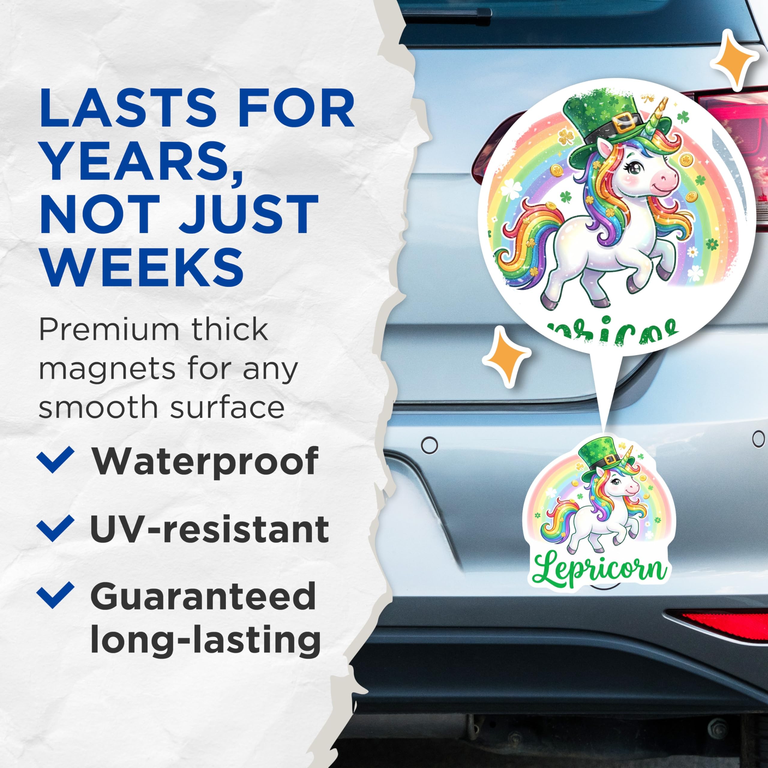 (2 Pack) Lepricorn Magnets - Unicorn Saint Patricks Day - Rainbow Fridge Magnets - 5" On Longest Side - Premium Magnet - for Cars, Refrigerators, Toolboxes, Lockers - Made in USA - MAG16699