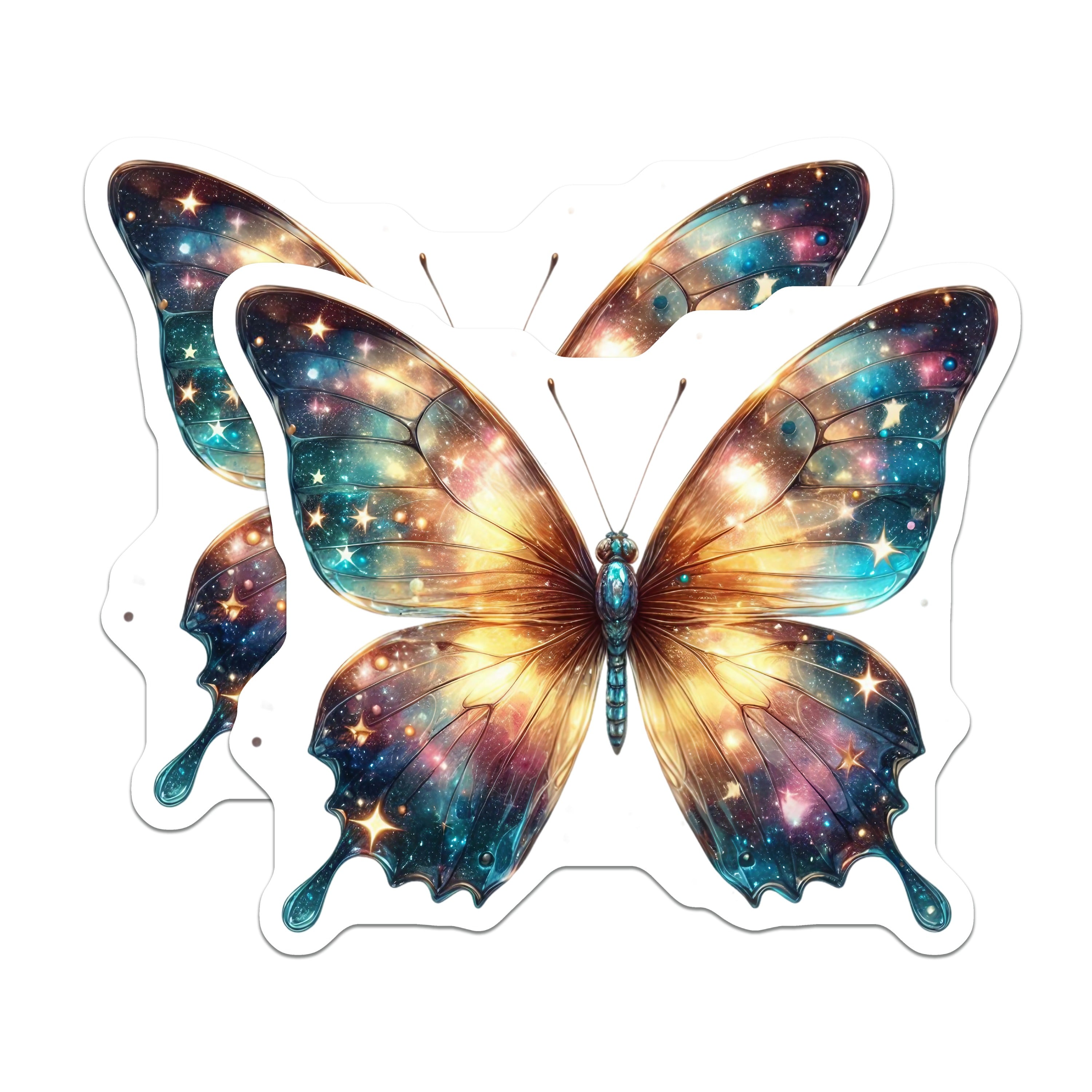 (2 Pack) Galaxy Butterfly Magnets - Celestial Nature Decor - Whimsical Fridge Accessories - 5 Inches On Longest Side - Thick Durable Magnet - Made in USA - MAG38882