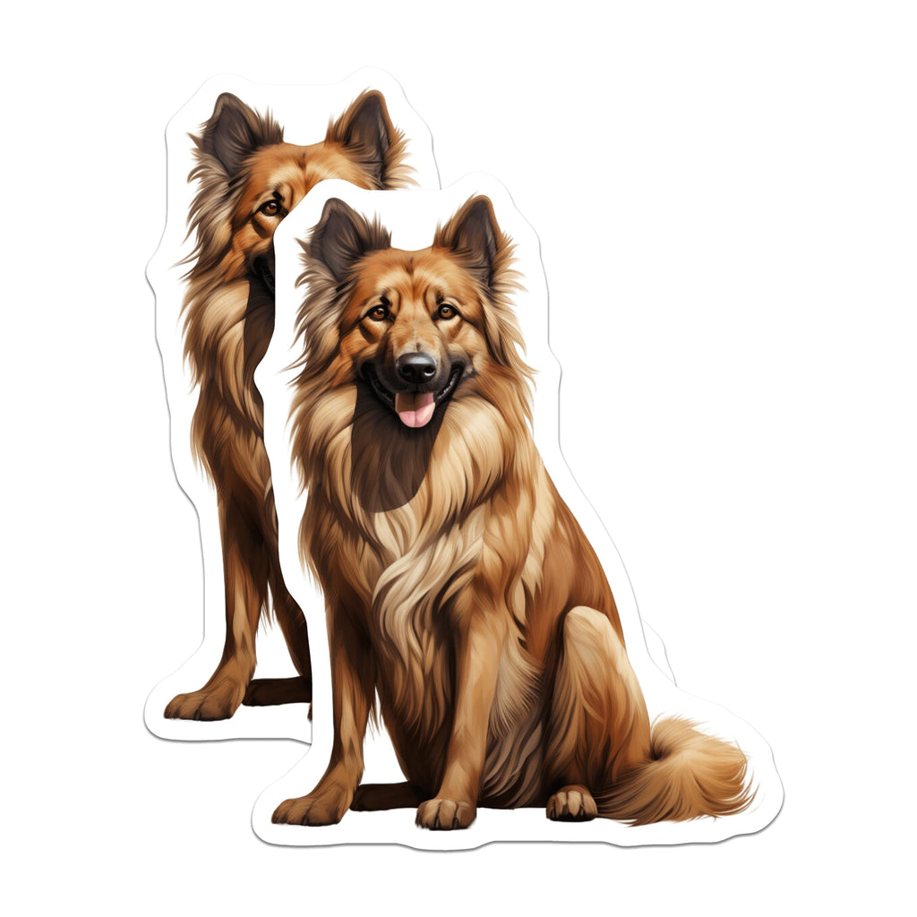 (2 Pack) Fluffy Brown Dog Magnets - Loyal Canine Art - Pet Fridge Decor - 5 Inches On Longest Side - Thick Durable Magnet - Made in USA - MAG28567