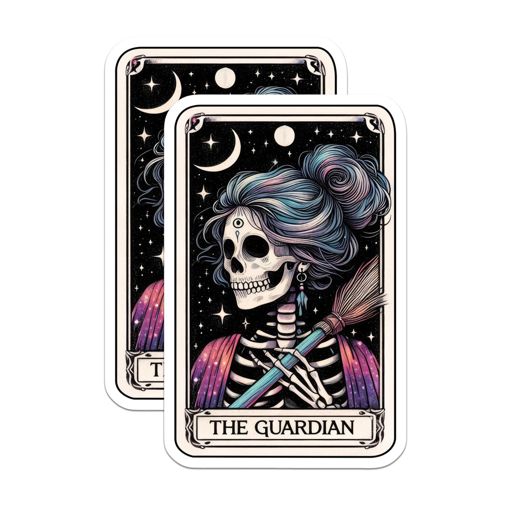 (2 Pack) Skeleton Guardian Magnets - Tarot Card Art - Witchy Celestial Decor - 5 Inches On Longest Side - Thick Durable Magnet - Made in USA - MAG23227