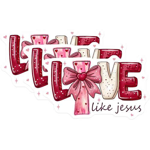 (3 Pack) Love Like Jesus Decals - Religious Sticker - Inspirational Saying - 3 Inches On Longest Side - Easy Peel & Apply - Made in USA - 3MCS2299
