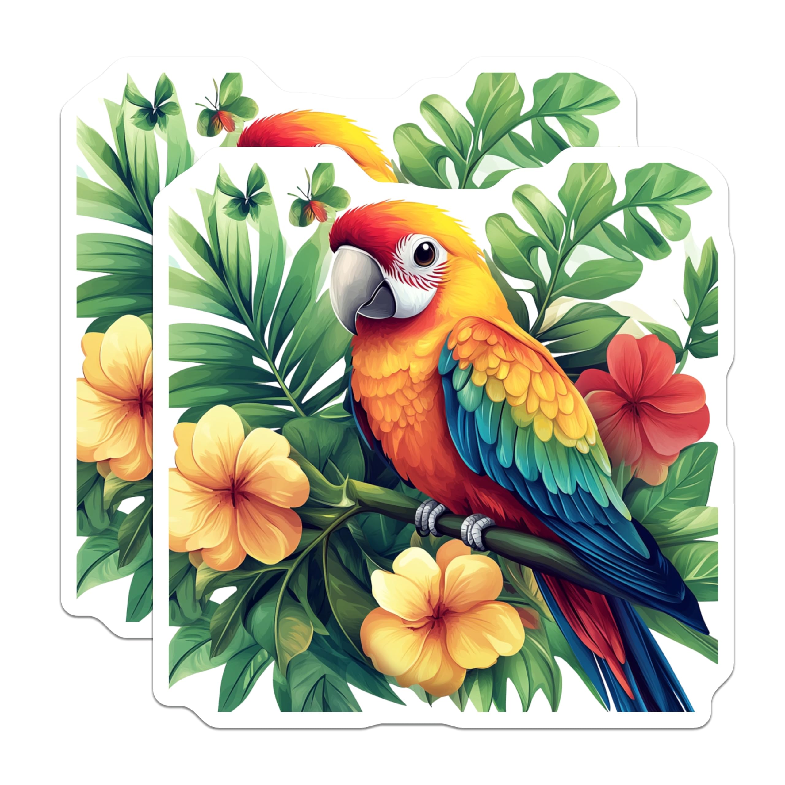 (2 Pack) Exotic Parrot Magnets - Vibrant Tropical Decor - Jungle Bird Art Collectibles - 5 Inches On Longest Side - Thick Durable Magnet - Made in USA - MAG28989