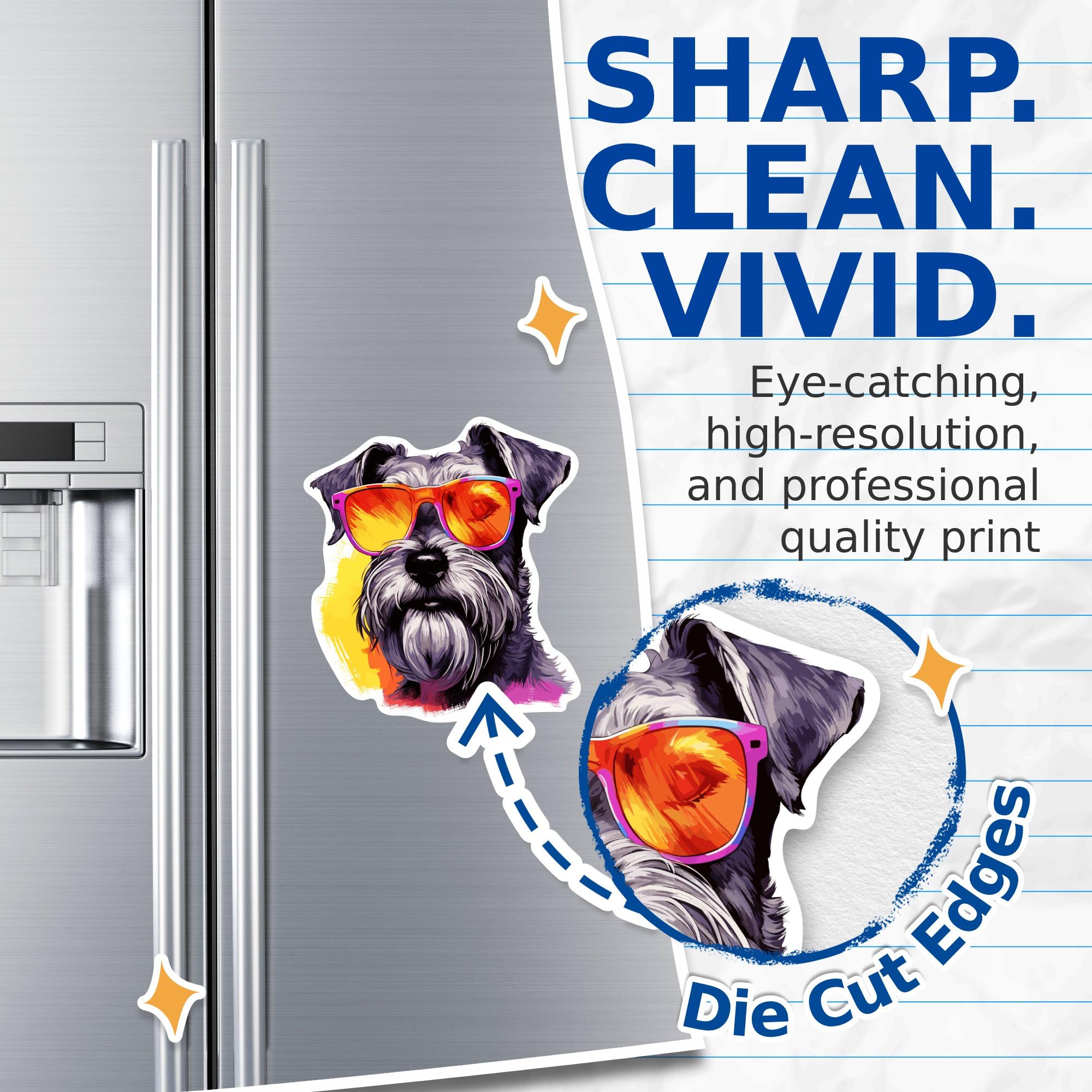 (2 Pack) Miniature Schnauzer Dog Magnets - Miniature Schnauzer with Sunglasses - Choose FromOver 100 Dog Breeds - 5" On Longest Side - Premium Magnet - Made in USA - MAG0371
