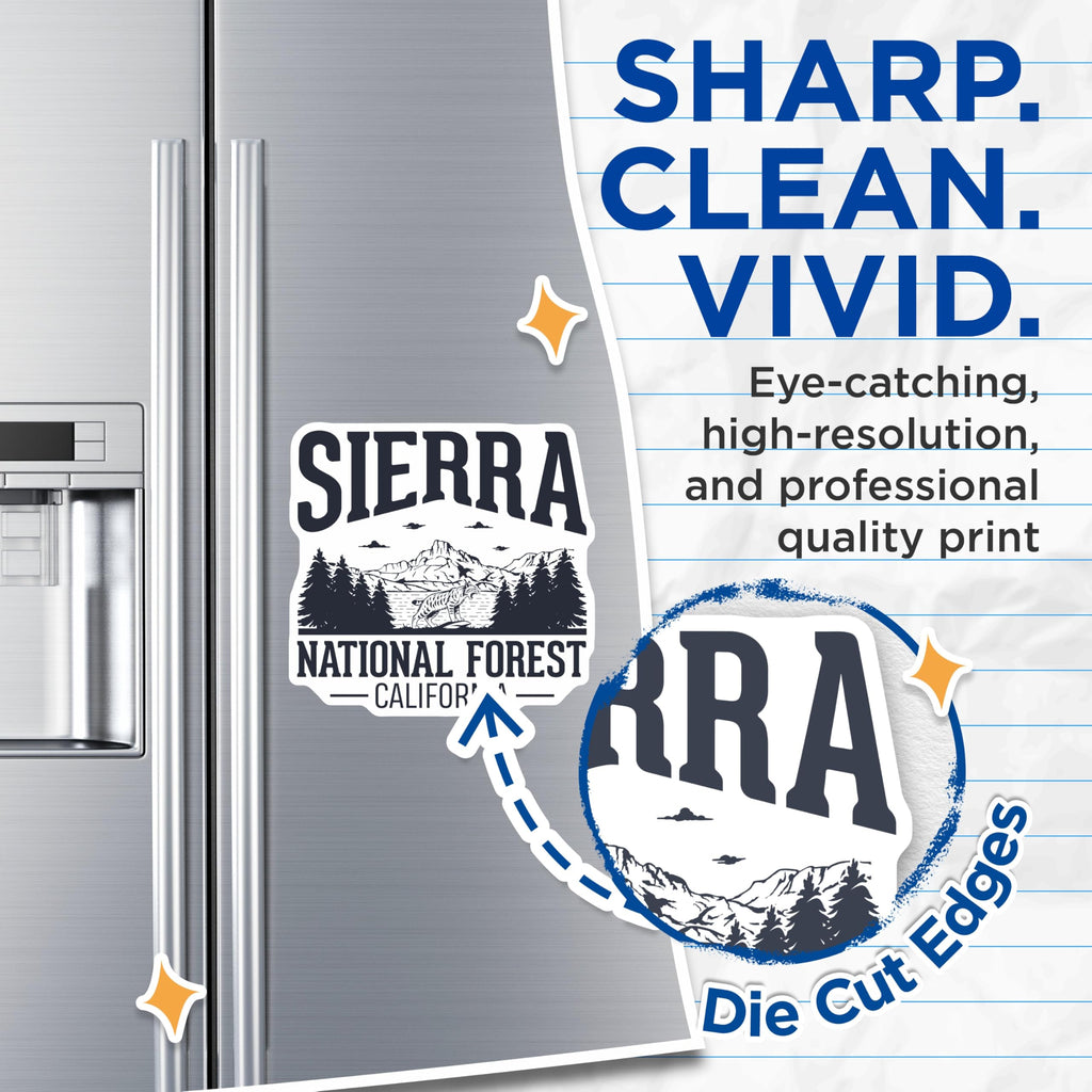 (2 Pack) Sierra National Forest Magnets - California Travel - Mountain Lodge Decor - 5" On Longest Side - Premium Magnet - for Cars, Refrigerators, Toolboxes, Lockers - Made in USA - MAG17990