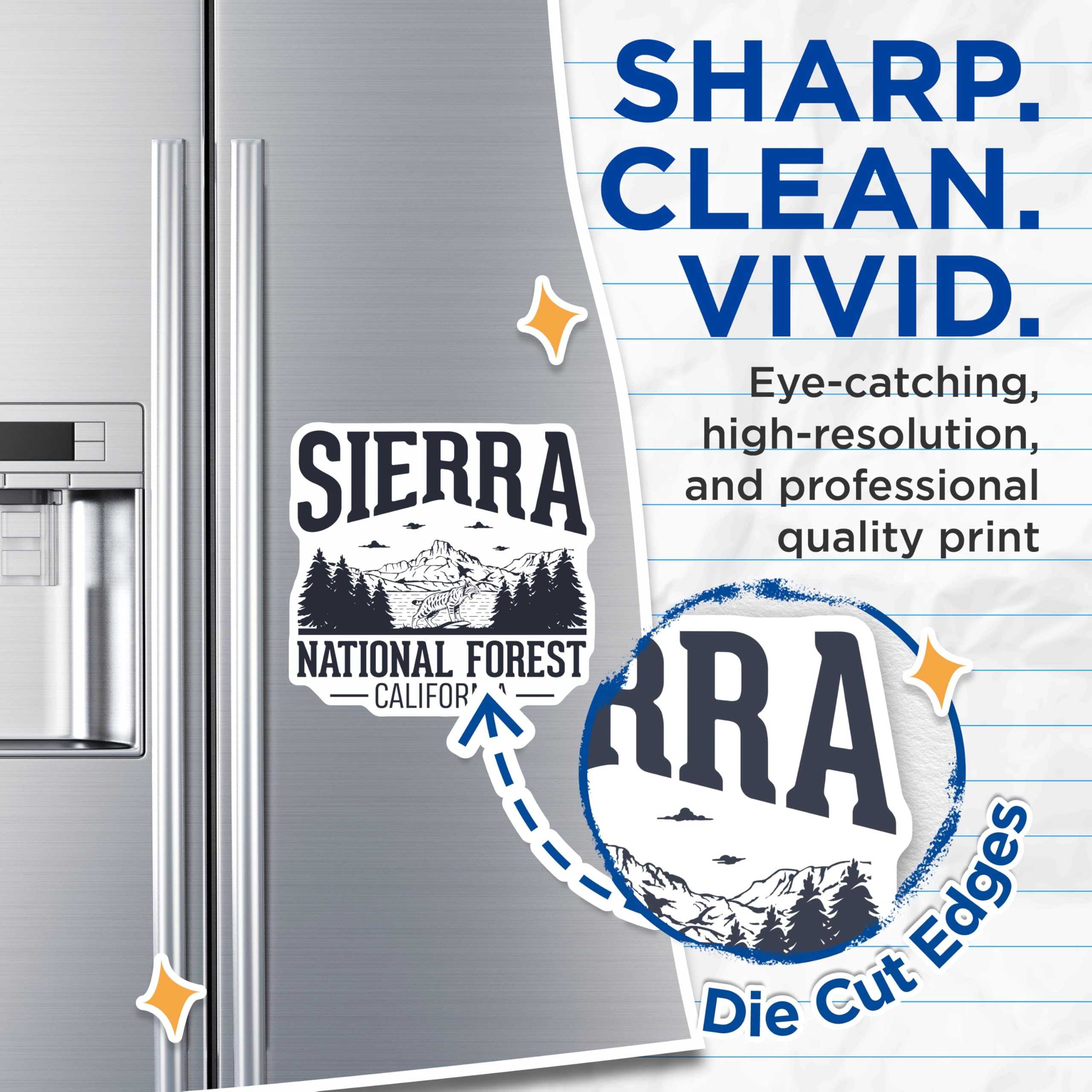 (2 Pack) Sierra National Forest Magnets - California Travel - Mountain Lodge Decor - 5" On Longest Side - Premium Magnet - for Cars, Refrigerators, Toolboxes, Lockers - Made in USA - MAG17990