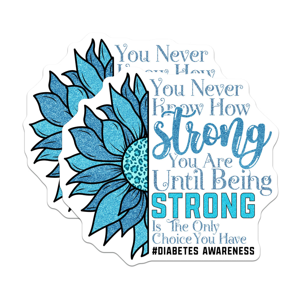 (2 Pack) Diabetes Awareness Magnets - Inspirational Strong Quote - Blue Sunflower Warrior Support Magnets - 5 Inches On Longest Side - Thick Durable Magnet - Made in USA - MAG36761