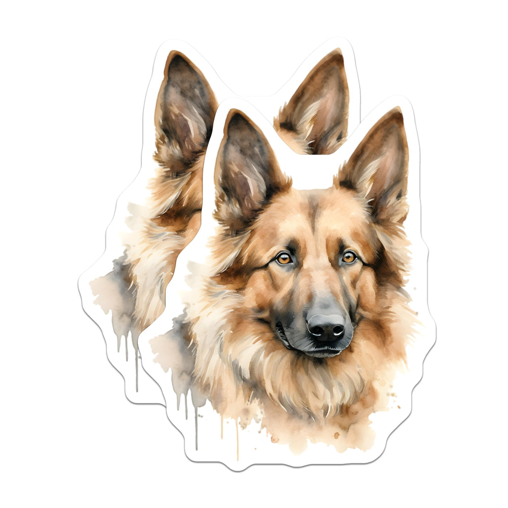 (2 Pack) German Shepherd Magnets - Dog Mom Decor - Pet Remembrance Art - Watercolor Canine Magnet - 5 Inches On Longest Side - Thick Durable Magnet - Made in USA - MAG27227