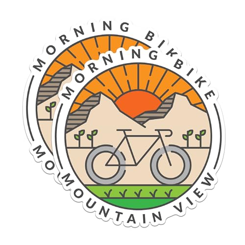 (2 Packs) Morning Bike Mountain View Magnets - Mountain Biking Magnets - 5 Inches On Longest Side - Premium Magnet - for Fridges, Toolboxes, Cars - Made in USA - MAG2365
