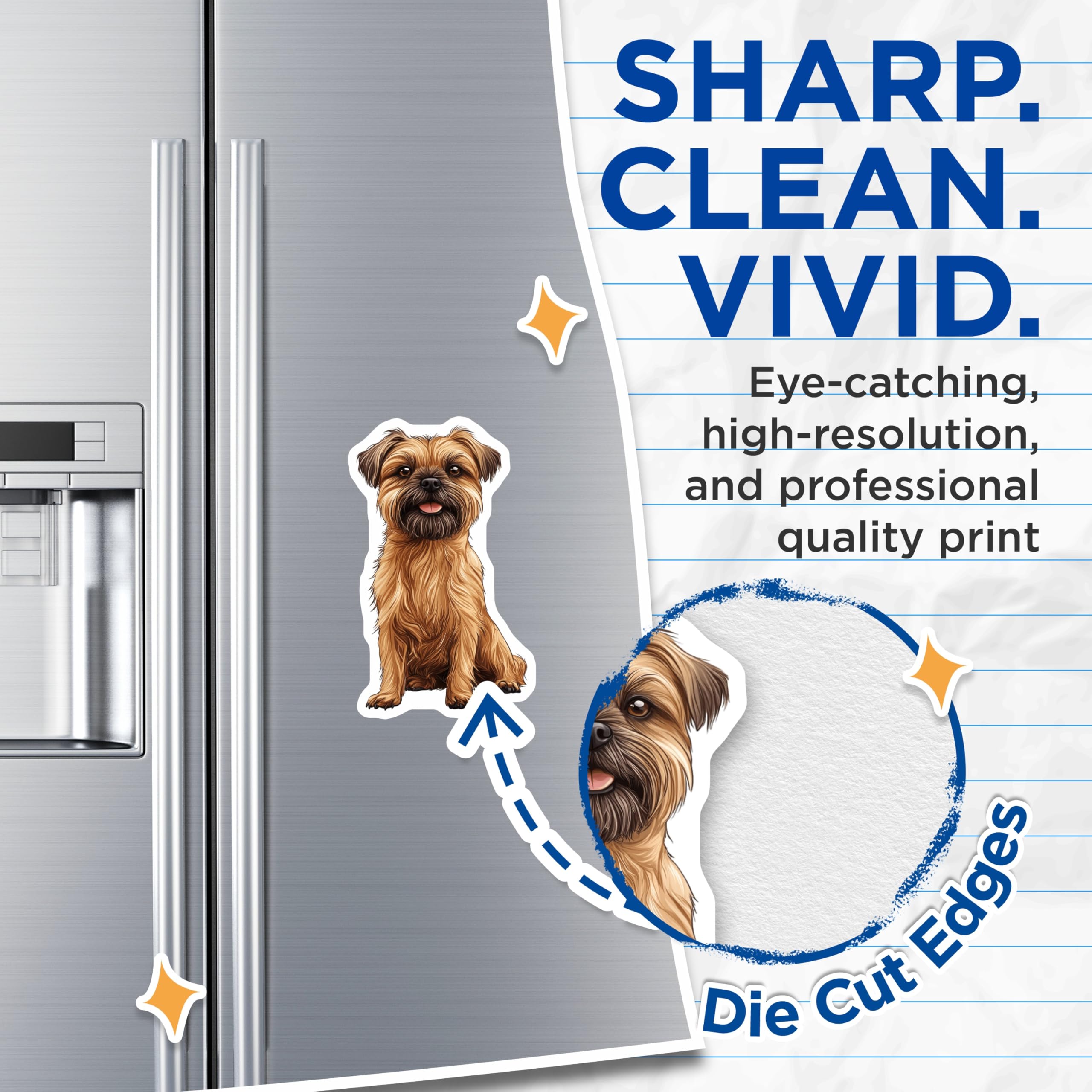 (2 Pack) Brussels Griffon Dog Magnets - Cute Pet Lover Refrigerator Decor - Dog Mom Fridge Accessories - 5 Inches On Longest Side - Thick Durable Magnet - Made in USA - MAG27377
