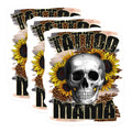 (3 Pack) Tattoo Mama Decals - Sunflower Skull - Leopard Print Decals - 3 Inches On Longest Side - Easy Peel & Apply - Made in USA - 3MCS4454