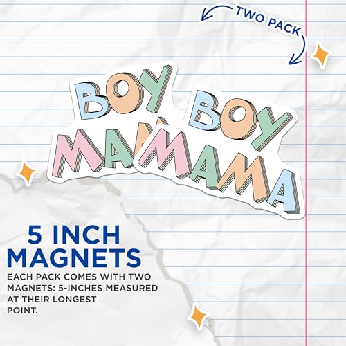 (2 Pack) Boy Mama Magnets - Cute Parent Decor - 5" On Longest Side - for Cars, Fridges, Toolboxes - Made in USA - MAG7706