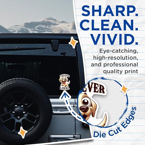 (2 Packs) Fur-Ever Loyal Golden Lab Stickers - Lab Dog Breed Decals - 5 Inches On Longest Side - Premium Vinyl Decal - Sticks to Any Smooth Flat Surface - Made in USA - BMCS2412