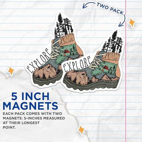 (2 Pack) Explore Magnets - Adventure - Hiking Enthusiast - Wanderlust - Outdoor Camping - Nature Lover - Travel Themed - 5" On Longest Side - for Cars, Fridges, Toolboxes - Made in USA - MAG4178