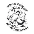 (2 Pack) Silence is Golden Duct Tape is Silver Stickers - Funny Duck Humor - 5" On Longest Side - Sticks to Any Smooth Flat Surface - Made in USA - BMCS2894