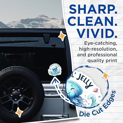 (2 Pack) Feeling A Lil Jelly Stickers - Cute Ocean Animal - Jellyfish Cartoon Sticker - 5" On Longest Side - Sticks to Smooth Flat Surfaces - Made in USA - BMCS9302