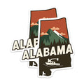 (2 Pack) Alabama Magnets - Souvenir - State Pride - Mountain and Boat Design - 5" On Longest Side - Premium Magnet - for Cars, Refrigerators, Toolboxes, Lockers - Made in USA - MAG18749