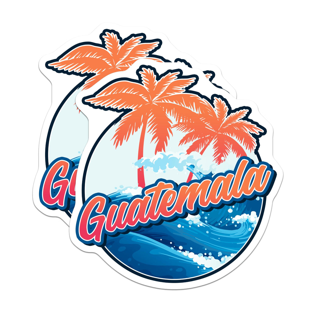 (2 Pack) Guatemala Magnets - Tropical Destination Travel Souvenir - Retro Palm Tree Ocean Wave Adventure Decor - 5 Inches On Longest Side - Thick Durable Magnet - Made in USA - MAG19273