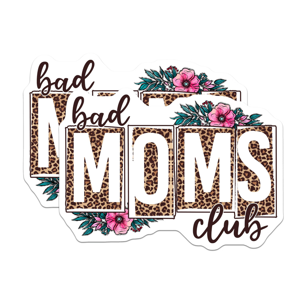 (2 Pack) Bad Moms Club Magnets - Leopard Print Mom Accessory - Sassy Refrigerator Decor - 5 Inches On Longest Side - Thick Durable Magnet - Made in USA - MAG27819