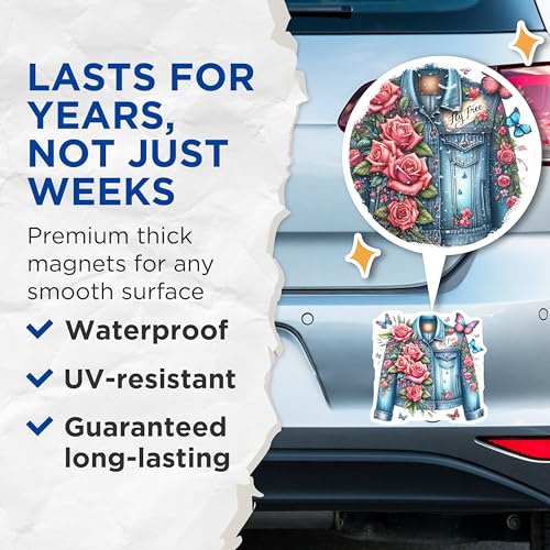 (2 Pack) Fly Free Magnets Magnets - Rose Flowers Theme - Butterfly Print Decor - 5" On Longest Side - Made in USA - Sticks to Refrigerators & Metal Surfaces - MAG8878