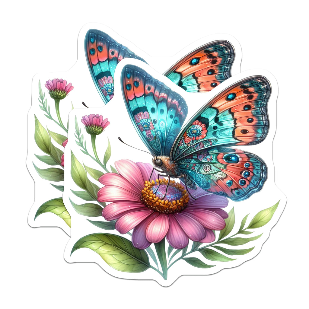 (2 Pack) Butterfly Magnets - Vibrant Floral Decor - Boho Kitchen Aesthetic - 5 Inches On Longest Side - Thick Durable Magnet - Made in USA - MAG37666