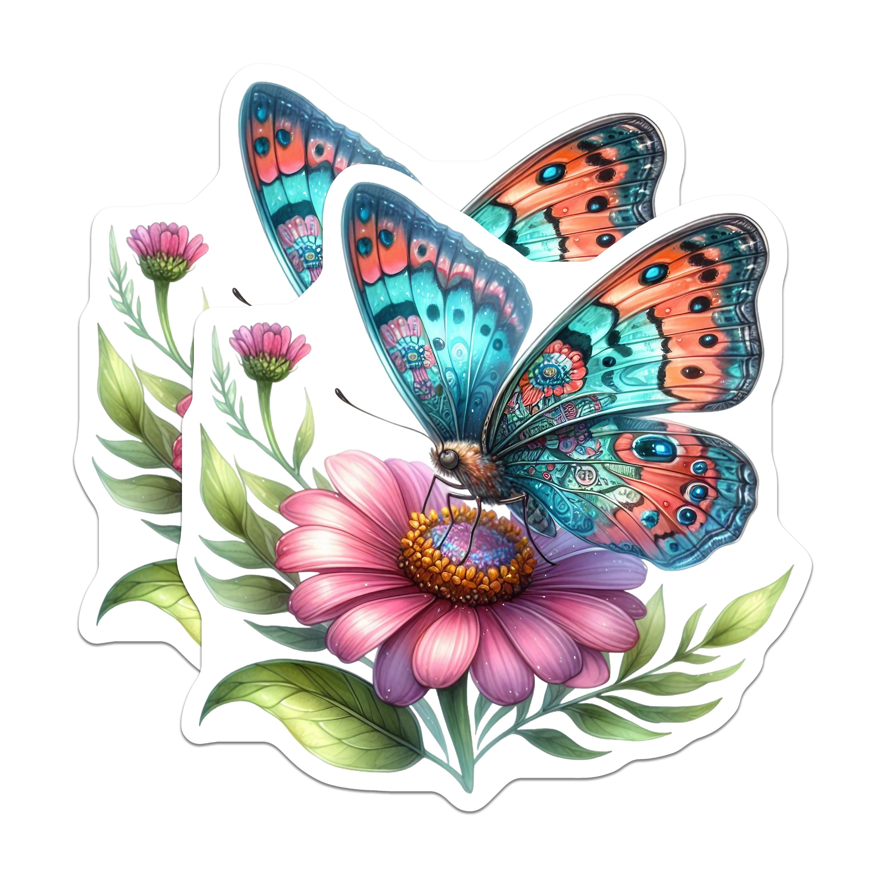 (2 Pack) Butterfly Magnets - Vibrant Floral Decor - Boho Kitchen Aesthetic - 5 Inches On Longest Side - Thick Durable Magnet - Made in USA - MAG37666