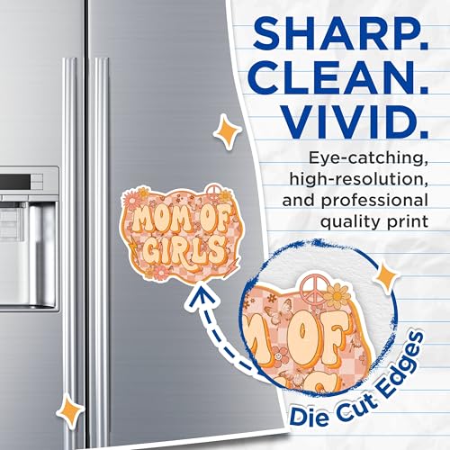 (2 Pack) Mom of Girls Magnets - Retro Mom Magnets - Flower Butterfly Pattern Magnets for Mothers- 5" On Longest Side - for Fridges, Toolboxes, Cars - Made in USA - MAG3007