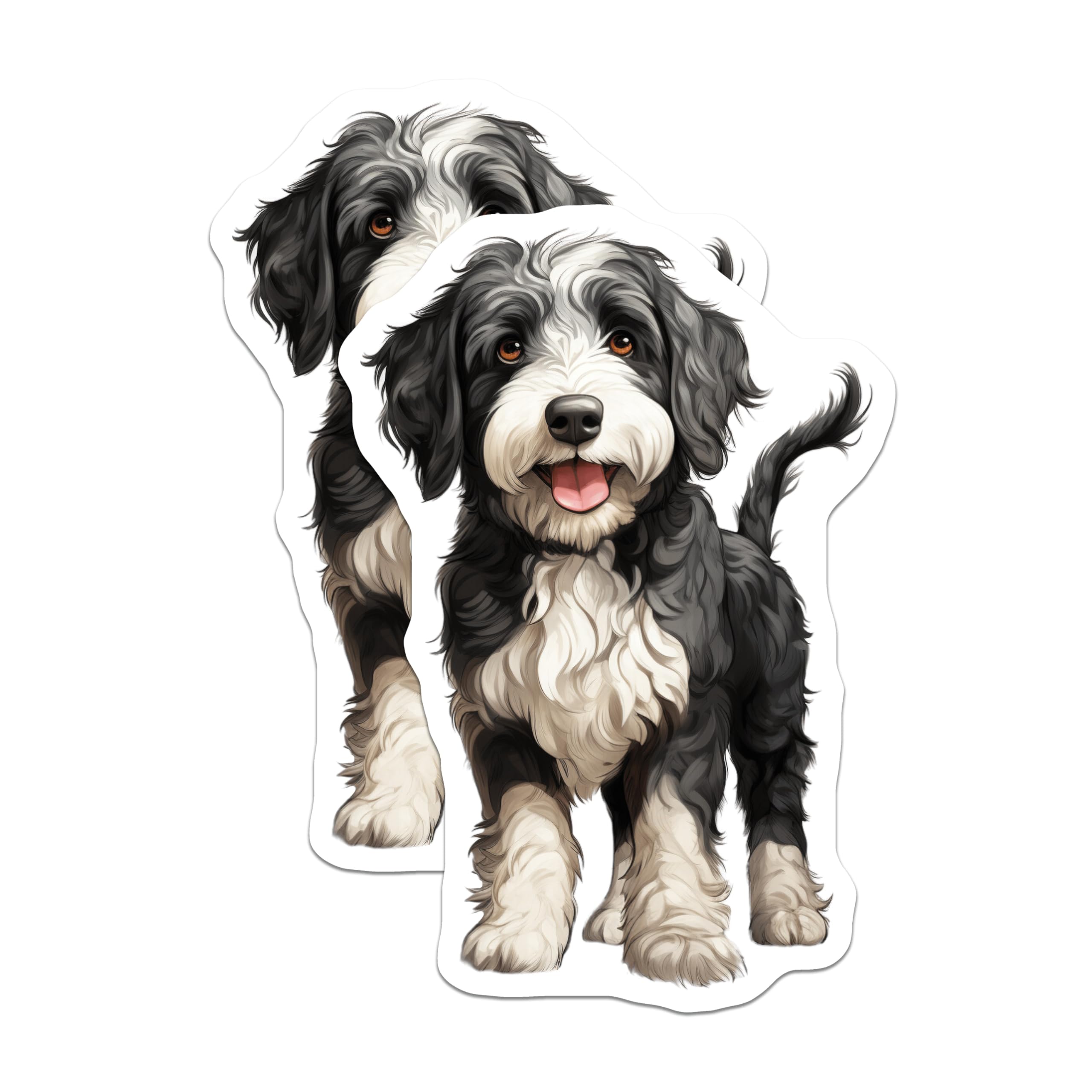 (2 Pack) Bernedoodle Puppy Magnets - Fluffy Dog Decor - Cute Pet Accessories - 5 Inches On Longest Side - Thick Durable Magnet - Made in USA - MAG23993