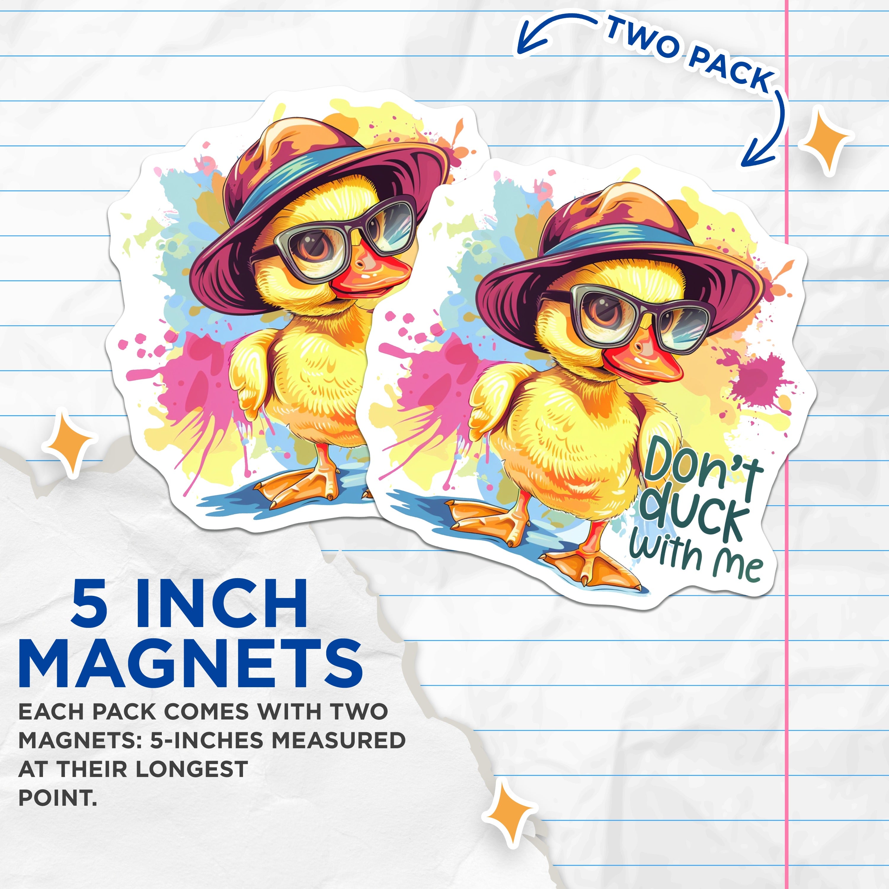 (2 Pack) Funny Duck Magnets - Dont Duck with Me - Sarcastic Quote Decor - Quirky Refrigerator Art - 5 Inches On Longest Side - Thick Durable Magnet - Made in USA - MAG39573