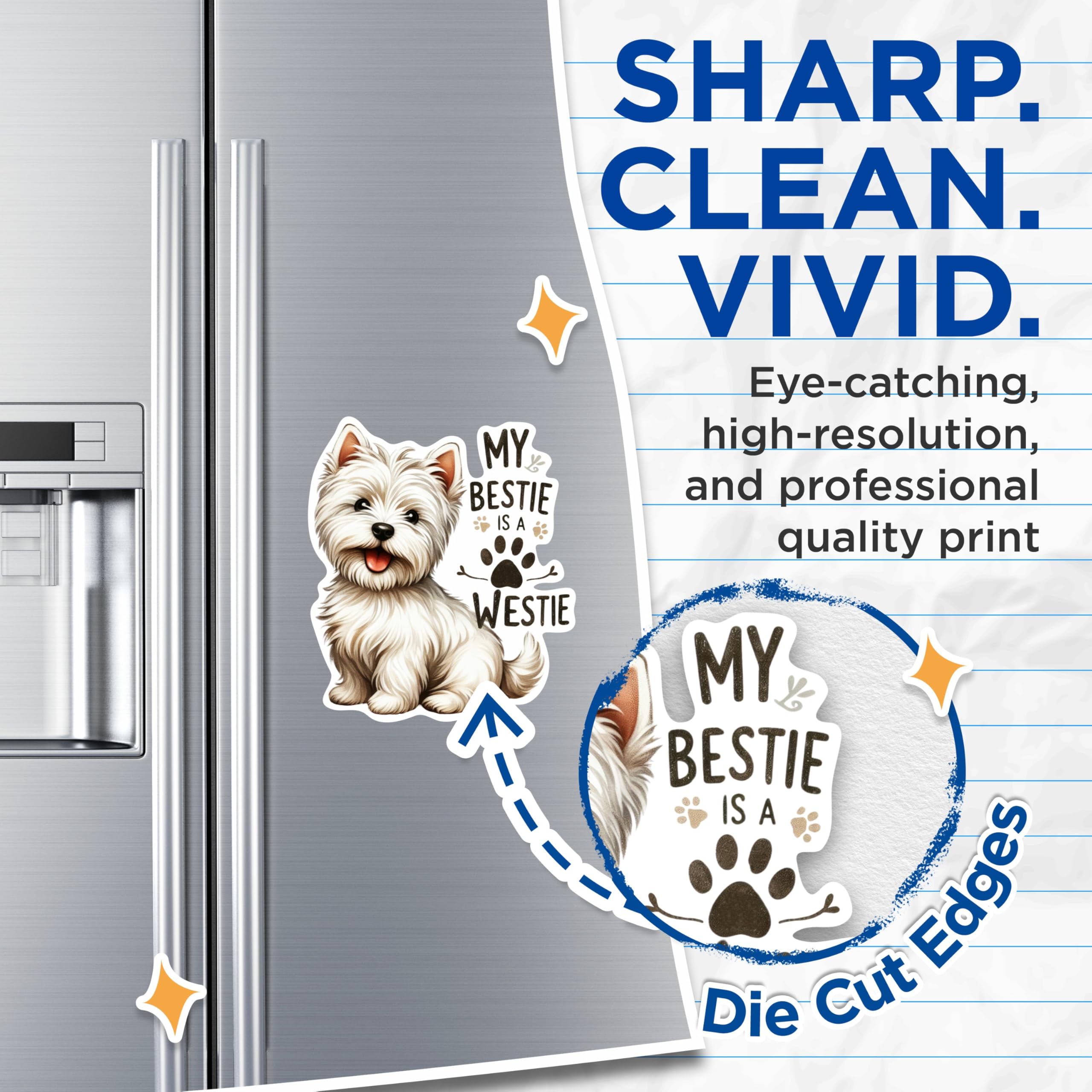 (2 Pack) My Bestie is A Westie Magnets - West Highland Terrier Dog Breed Magnet - 5 Inches On Longest Side - Premium Magnet - for Cars, Refrigerators, Toolboxes - Made in USA - MAG2013