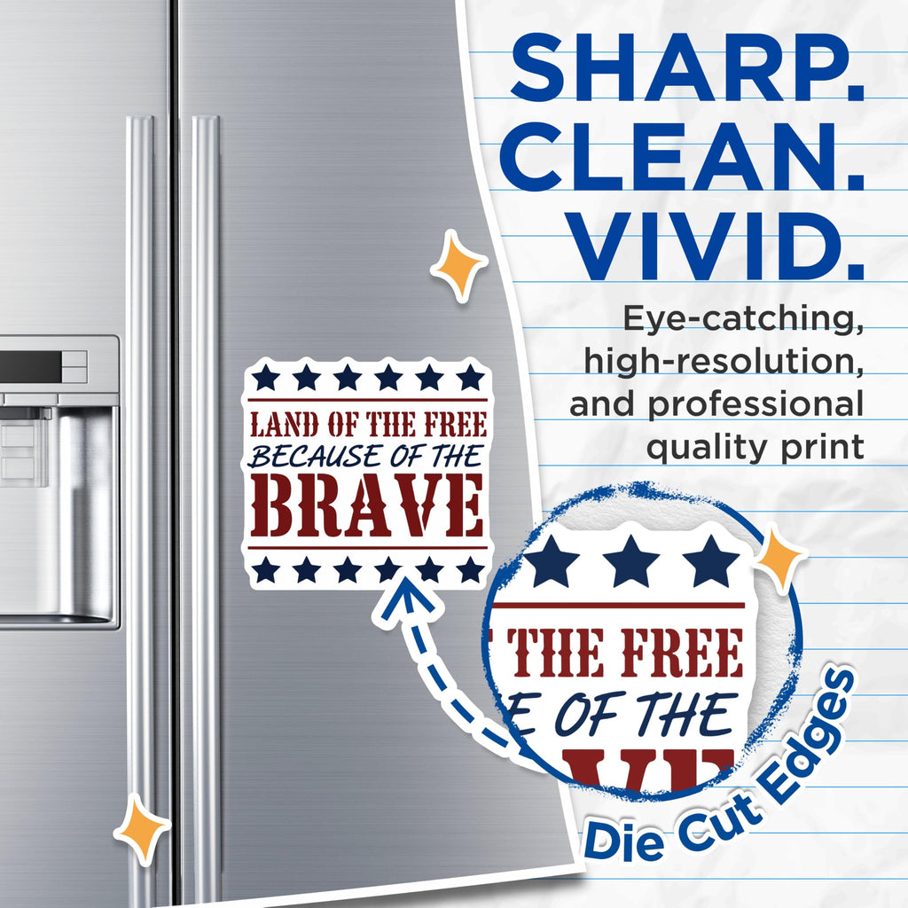(2 Pack) Patriotic Magnets - Land of The Free - Stars and Stripes Fridge Magnets - 5" On Longest Side - Premium Magnet - for Cars, Refrigerators, Toolboxes, Lockers - Made in USA - MAG16275