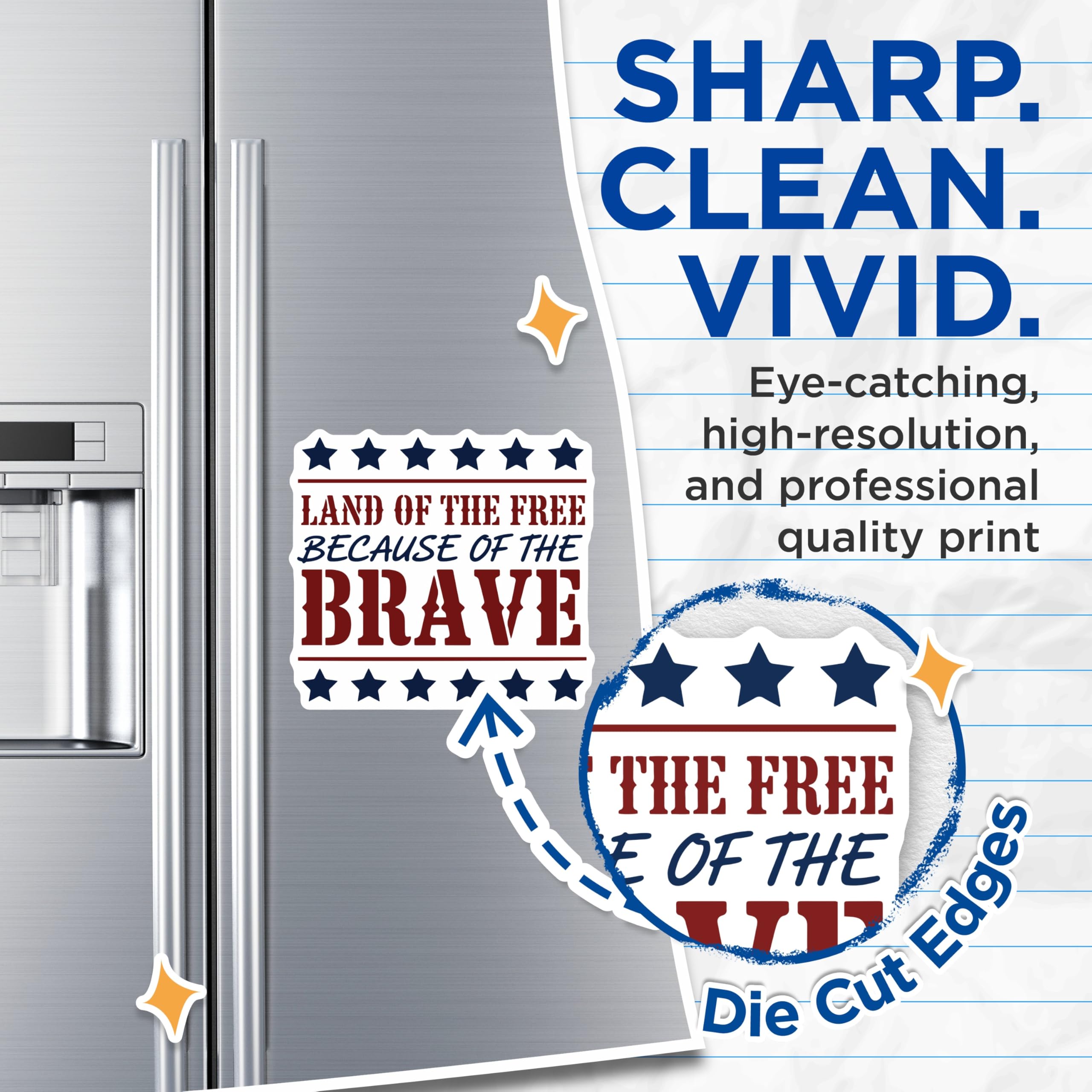 (2 Pack) Patriotic Magnets - Land of The Free - Stars and Stripes Fridge Magnets - 5" On Longest Side - Premium Magnet - for Cars, Refrigerators, Toolboxes, Lockers - Made in USA - MAG16275
