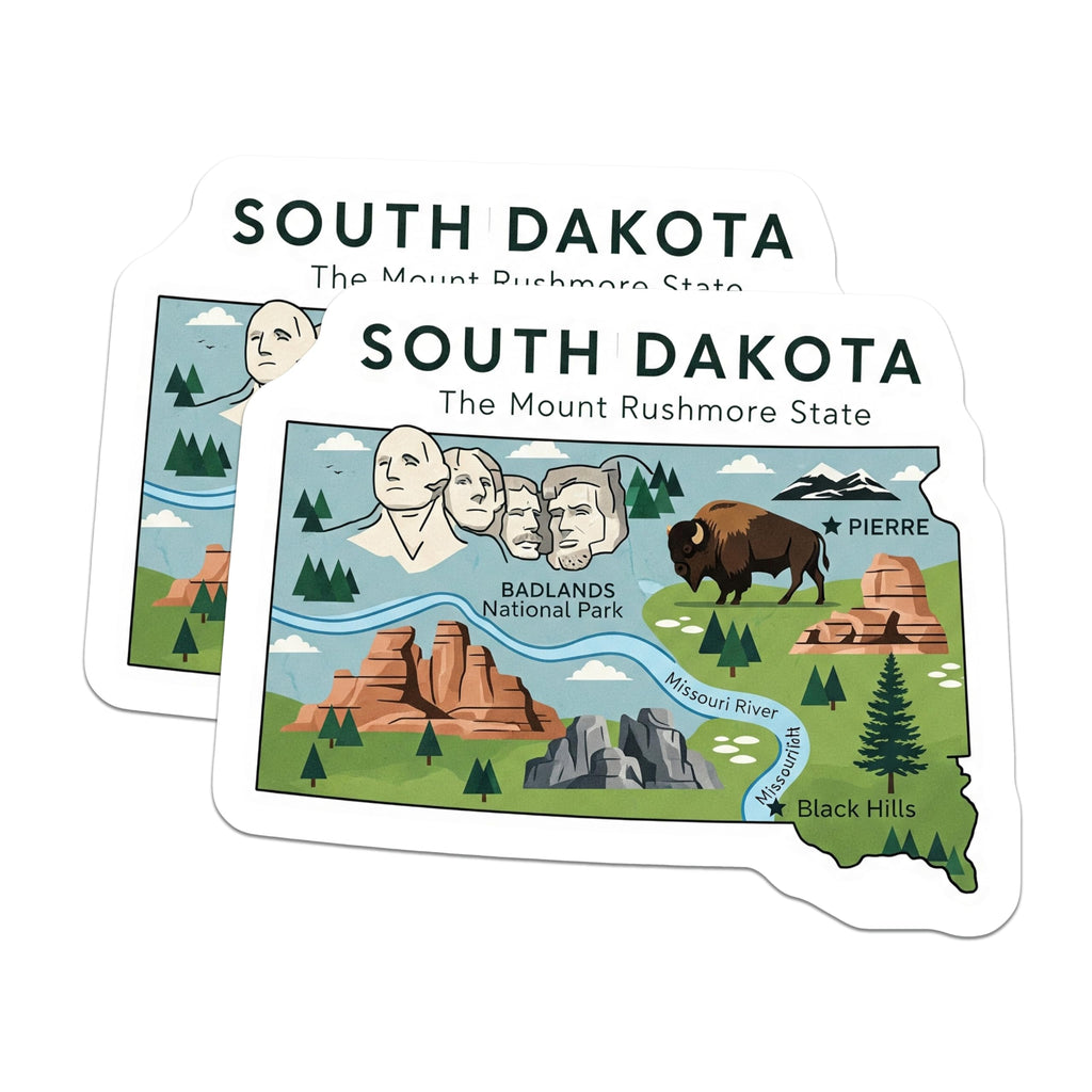 (2 Pack) South Dakota Magnets - Mount Rushmore - SD State Illustration - 5" On Longest Side - Premium Magnet - for Cars, Refrigerators, Toolboxes, Lockers - Made in USA - MAG18126