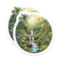 (2 Pack) Tropical Waterfall Magnets - Lush Jungle Scenery - Watercolor Nature Fridge Decor - 5 Inches On Longest Side - Thick Durable Magnet - Made in USA - MAG36913
