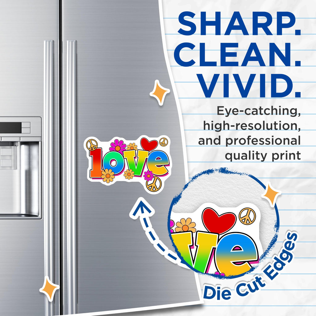(2 Pack) Love Flower Power Magnets - Hippie Decor - Groovy Refrigerator Magnets - 5" On Longest Side - Premium Magnet - for Cars, Refrigerators, Toolboxes, Lockers - Made in USA - MAG16265