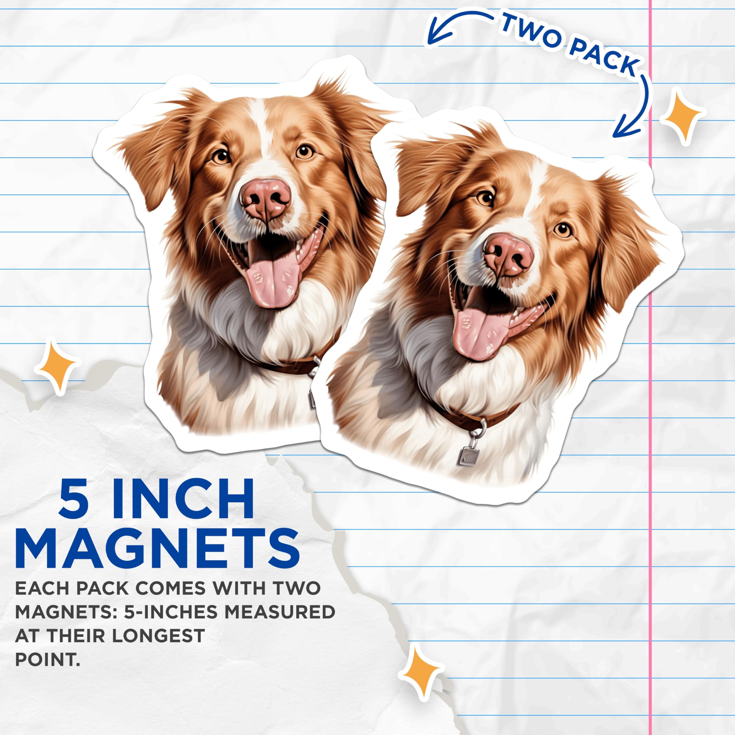 (2 Pack) Australian Shepherd Magnets - Happy Aussie Dog Lover Decor - Pet Parent Refrigerator Art - 5 Inches On Longest Side - Thick Durable Magnet - Made in USA - MAG30123