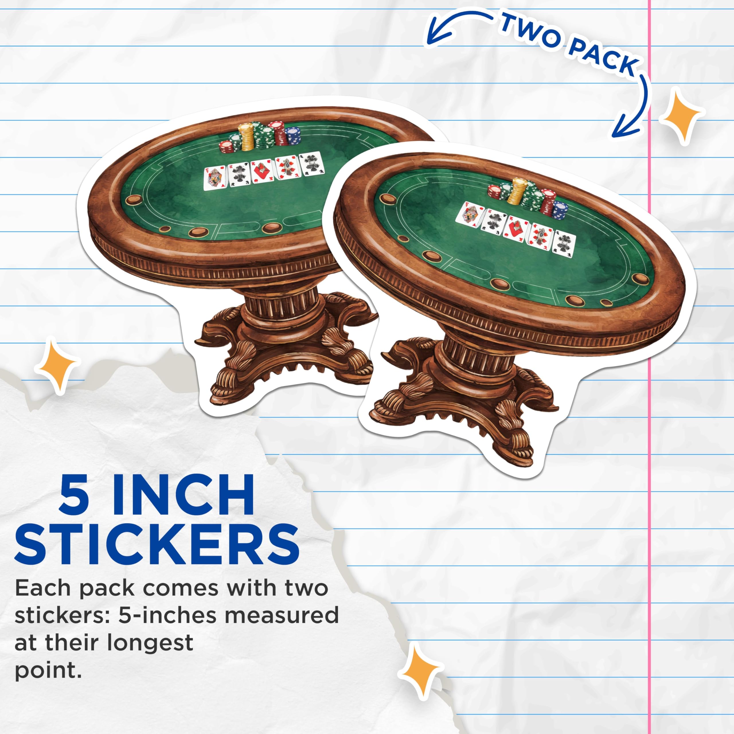 (2 Pack) Poker Table Stickers - Casino Night - Poker Decor - 5" On Longest Side - Sticks to Smooth Flat Surfaces - Made in USA - BMCS6655
