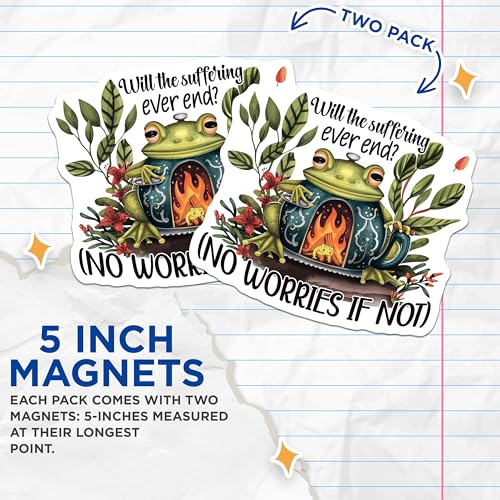 (2 Pack) Funny Frog Saying Magnets - Positive Motivational - Quirky Frog Quote - 5" On Longest Side - for Cars, Fridges, Toolboxes - Made in USA - MAG4355