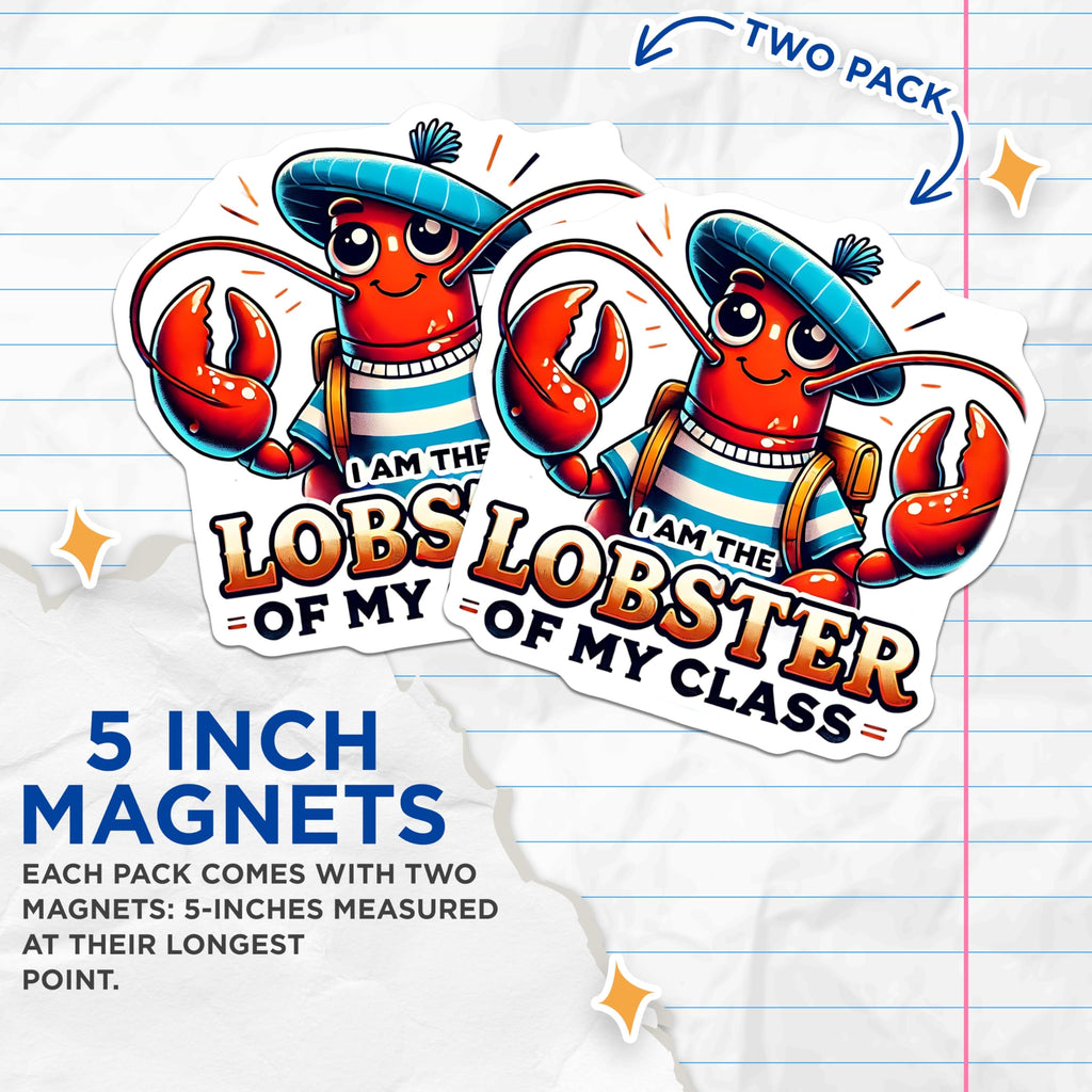 (2 Pack) Funny Lobster Magnets - Class Clown Decor - Quirky Fridge Magnets - 5" On Longest Side - Premium Magnet - for Cars, Refrigerators, Toolboxes, Lockers - Made in USA - MAG14364