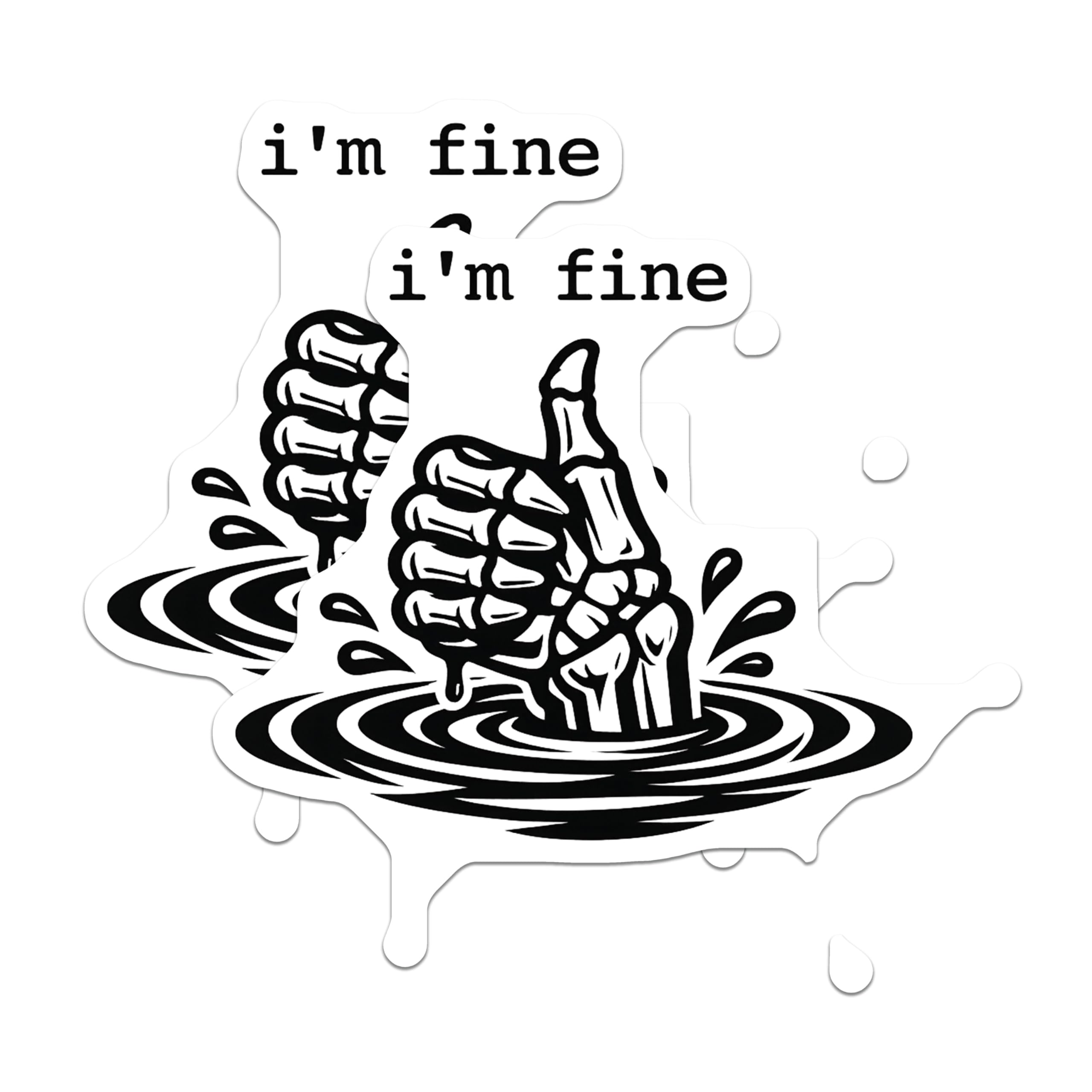 (2 Pack) I'm fine Magnets - Sarcastic Skeleton Thumbs Up - Dark Humor Refrigerator Locker Magnets - Witty Fridge Accessories - 5 Inches On Longest Side - Thick Durable Magnet - Made in USA - MAG22095