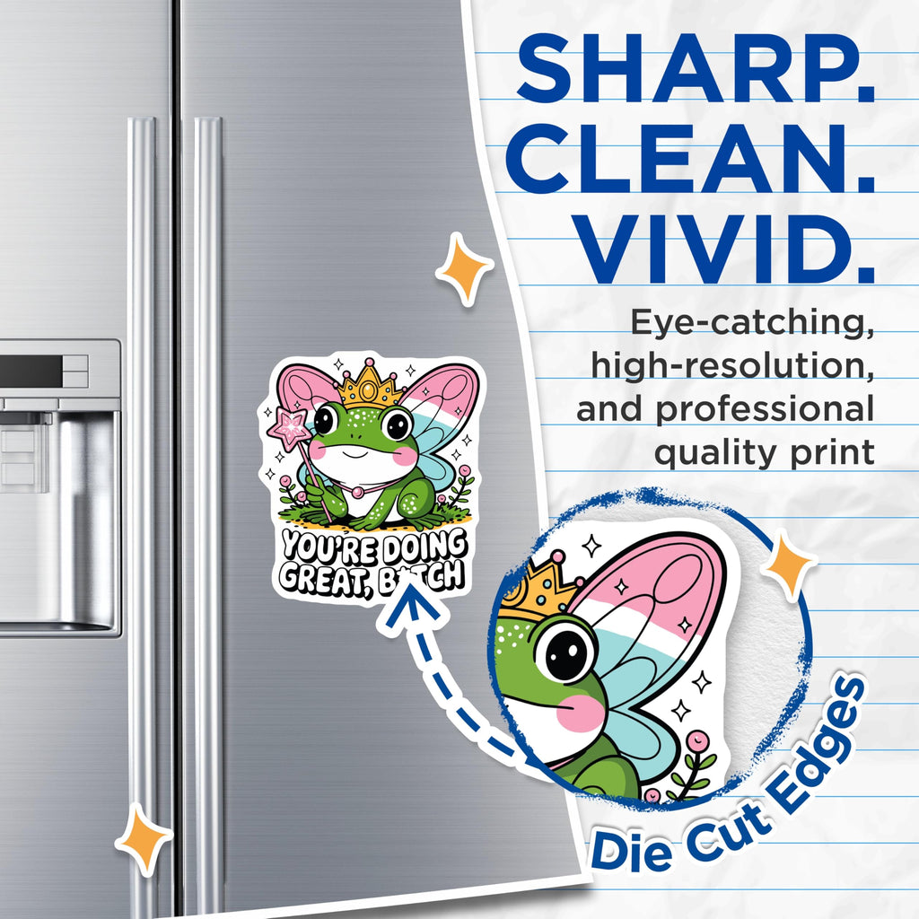 (2 Pack) Frog Fairy Magnets - Cute Animal Magnets - Encouragement Magnet Sets - 5" On Longest Side - Premium Magnet - for Cars, Refrigerators, Toolboxes, Lockers - Made in USA - MAG16623