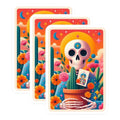 (3 Pack) Sugar Skull Decals - Floral Skeleton Stickers - Day of The Dead Decor - 3 Inches On Longest Side - Easy Peel & Apply - Made in USA - 3MCS8172