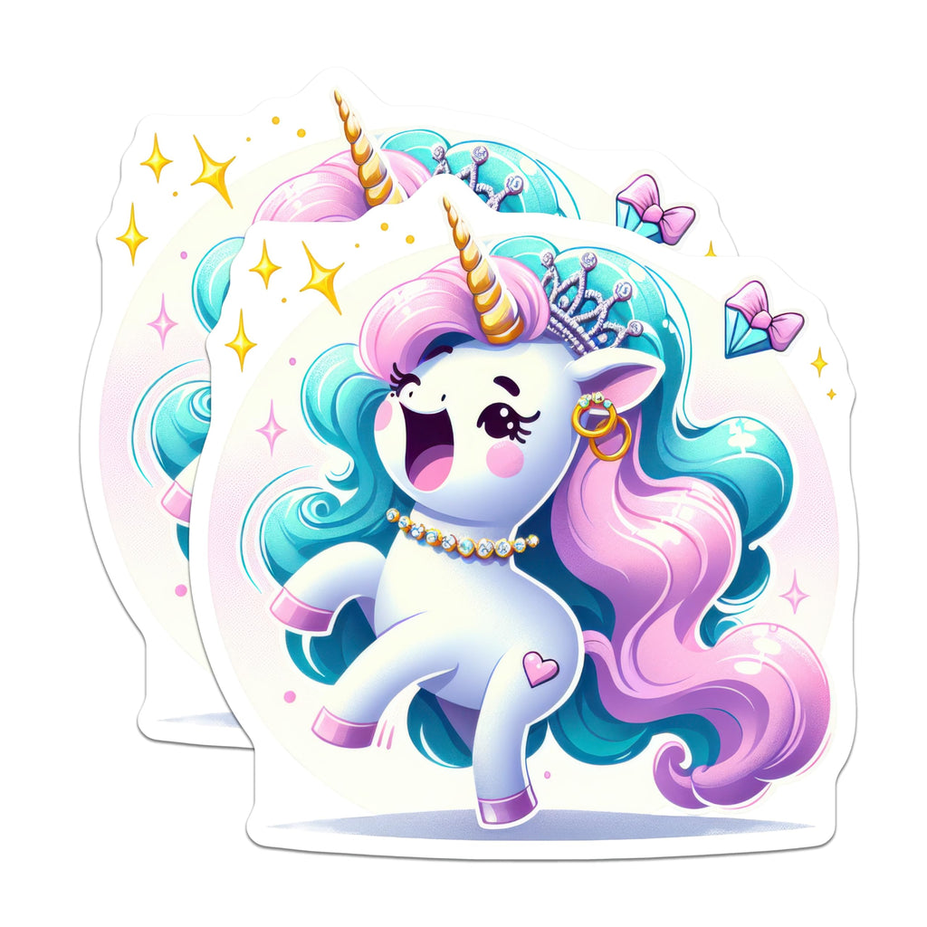 (2 Pack) Enchanting Unicorn Magnets - Magical Princess Fantasy Decor - Sparkly Mythical Creature Fridge Locker Accessory - 5 Inches On Longest Side - Thick Durable Magnet - Made in USA - MAG23000