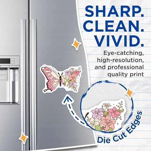 (2 Pack) Butterfly Flower Magnets - Inspirational Magnet - Nature Decor - Floral Butterfly Art - Motivational Magnet - 5" On Longest Side - for Cars, Fridges, Toolboxes - Made in USA - MAG7150