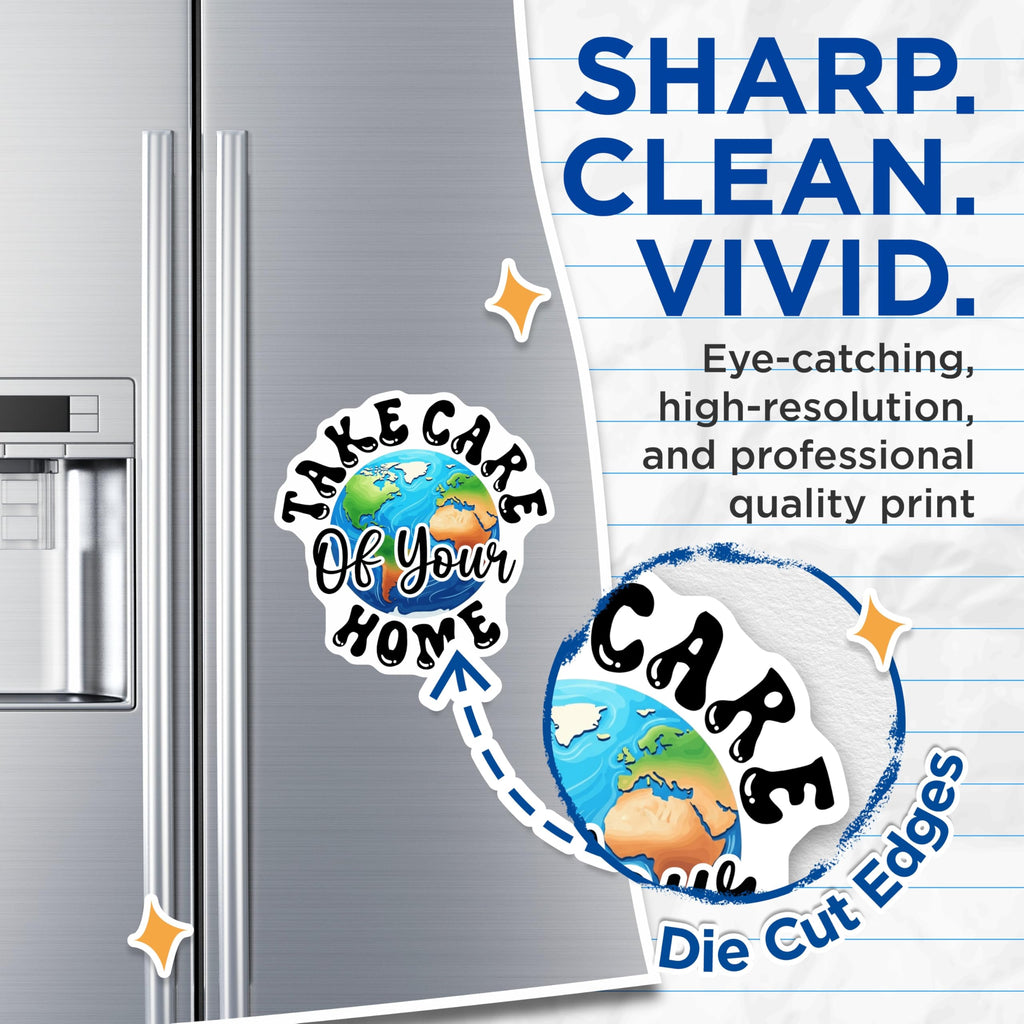 (2 Pack) Earth Care Magnets - Environmental Awareness Decor - Global Home Protection Statement - Eco-Friendly Reminder - 5 Inches On Longest Side - Thick Durable Magnet - Made in USA - MAG21017