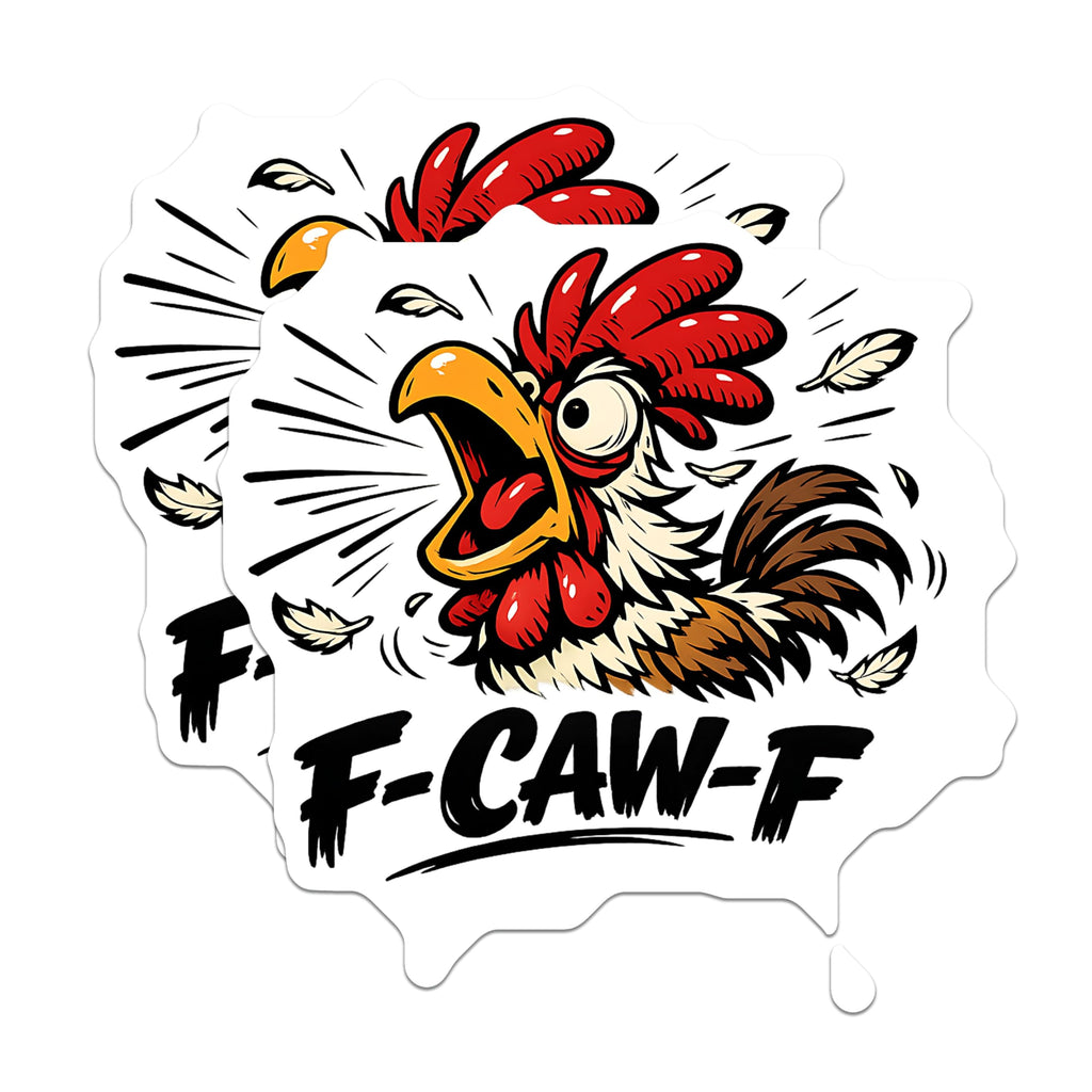 (2 Pack) Screaming Rooster Magnets - Funny Farm Animal Art - F-CAW-F Kitchen Decor - 5 Inches On Longest Side - Thick Durable Magnet - Made in USA - MAG20172