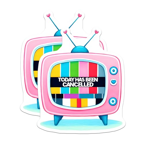 (2 Pack) Retro TV Today Has Been Cancelled Magnets - Funny Decor - Home Office Decoration - 5" On Longest Side - for Cars, Fridges, Toolboxes - Made in USA - MAG7515
