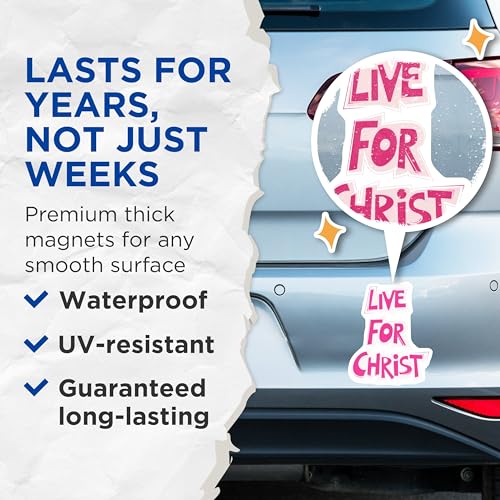 (2 Pack) Live for Christ Magnets Magnets - Inspirational Quotes - Christian Home Decor - 5" On Longest Side - Made in USA - Sticks to Refrigerators & Metal Surfaces - MAG8943